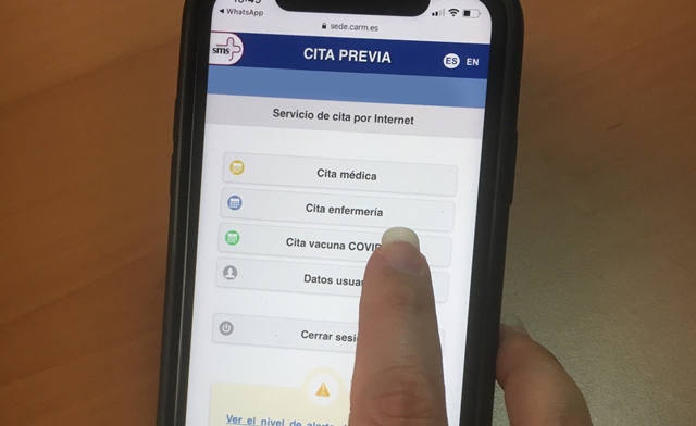 El sistema de cita previa para la vacuna contra la Covid-19 ya está disponible en Águilas 