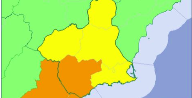 Meteorología actualiza y amplía a Naranja el aviso por lluvias previsto para este sábado en Águilas  