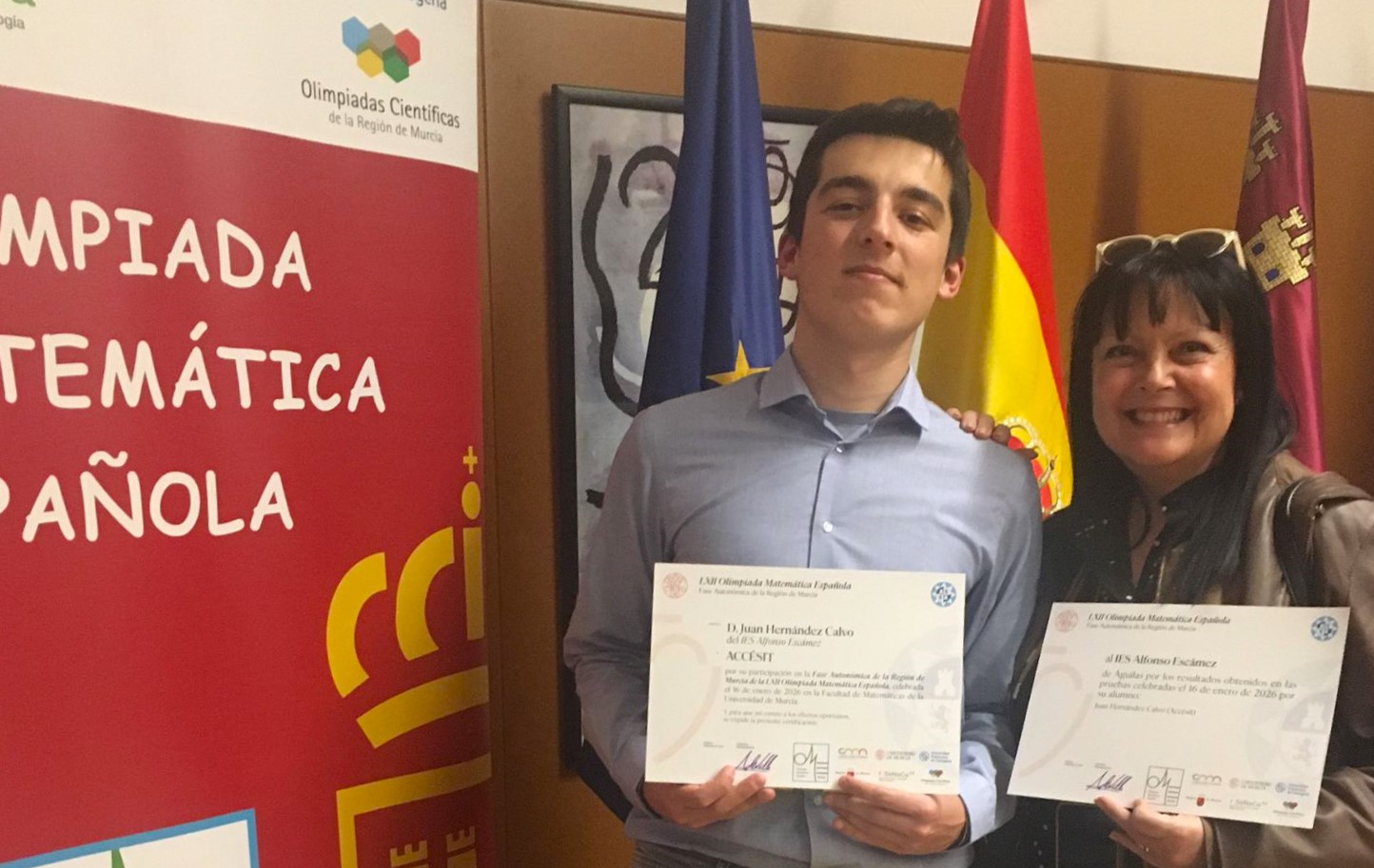 El IES Alfonso Escámez y su alumno Juan Hernández Calvo entre los distinguidos en la fase autonómica de la Olimpiada Matemática Española